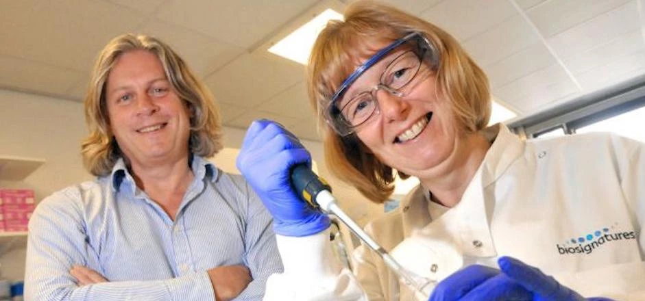(L to R) CEO Will Dracup and lab manager Rachel Craven in their lab space at the BIC