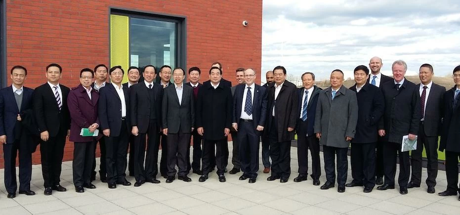 Xuzhou delegates on the roof terrace at the Oasis Academy Don Valley.