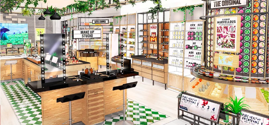 A CGI of what the new Body Shop store will look like.