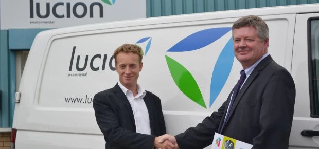 Charles Pickles (L), Lucion Environmental’s Financial Director signs the three-year training deal wi