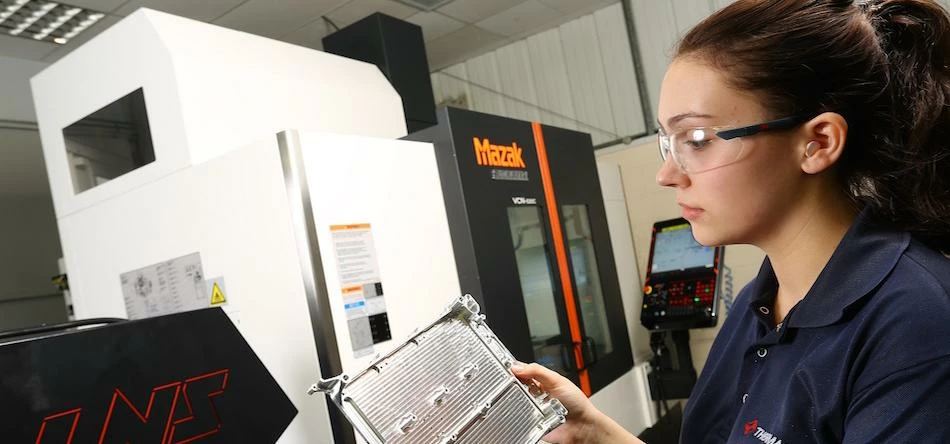 Aavid Thermacore’s Leia Punton operates the new Mazak 539 vertical CNC milling machine at the firm’s