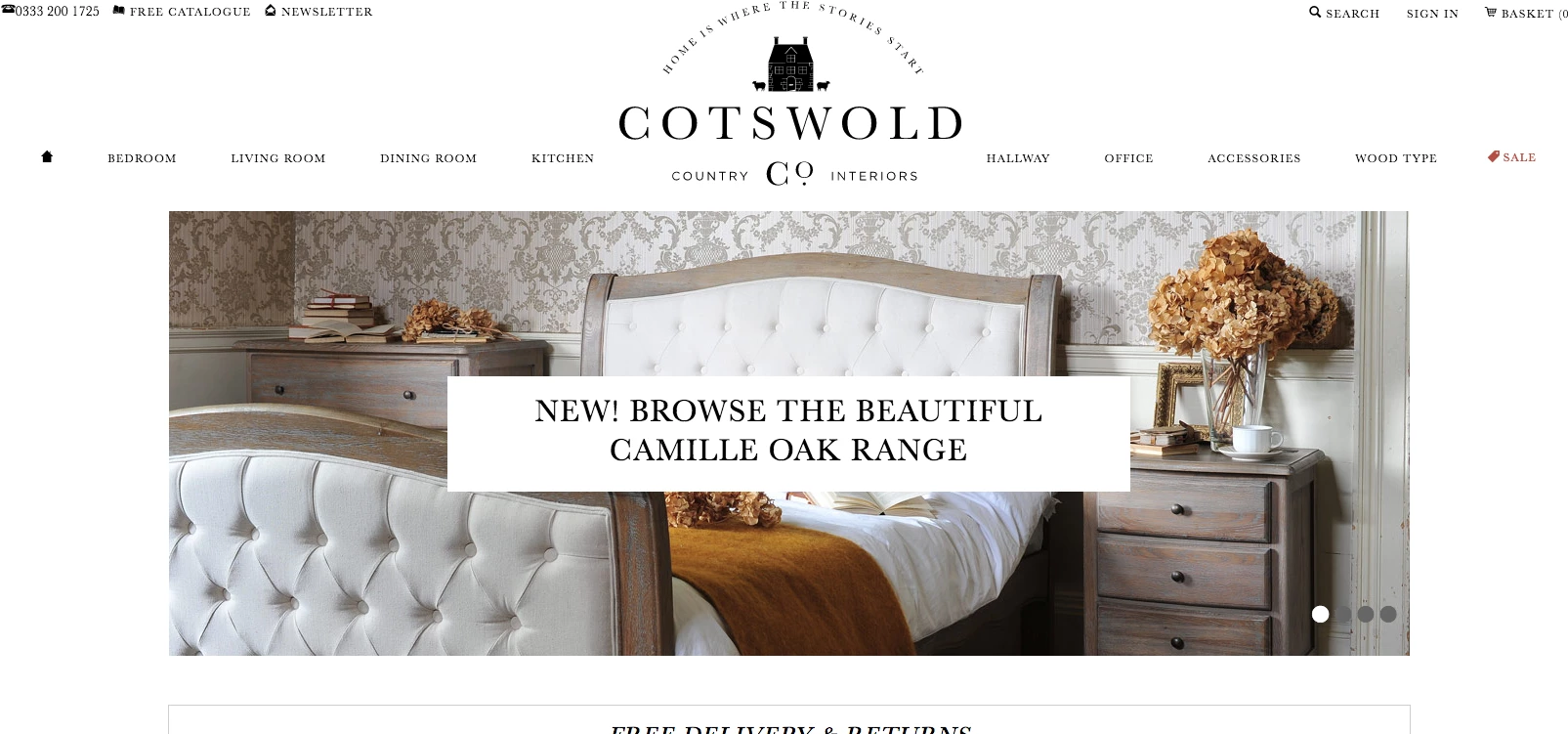 Homepage of the Cotswold Company, which has just been acquired by True Capital.