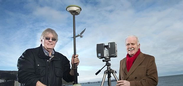 Co-Ordinated surveys director, Bryan Edwards with laser measurement entrepreneur, Steve Ball, of bu
