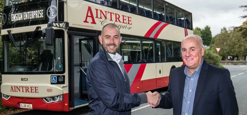 James Collins of Aintree Coachline (left) with Duncan Baxter of Ultimate Finance
