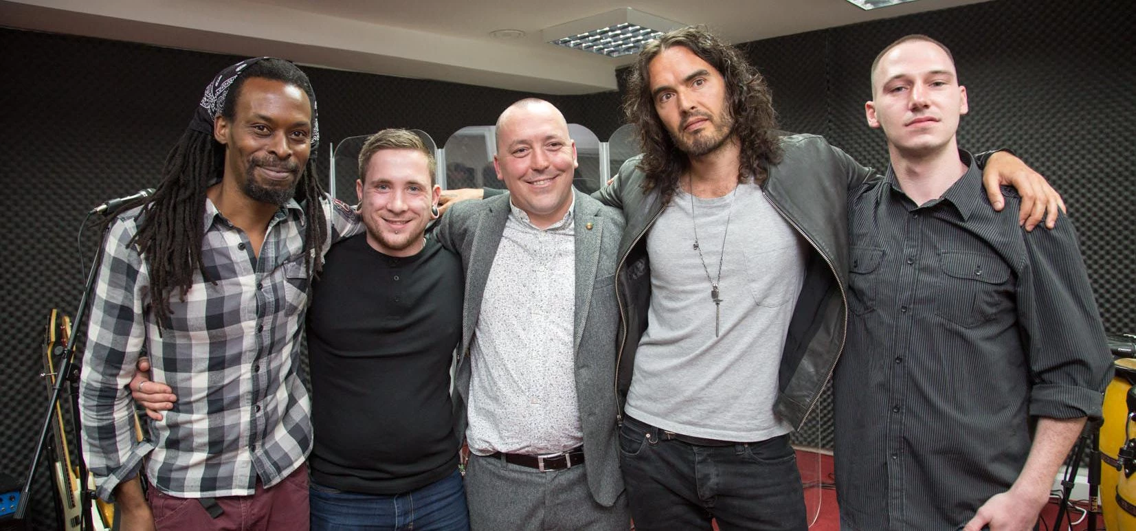 (l-r) Leroy Brown, Pete Felton, Steve Dixon (Founder of Changes UK), Russell Brand and Bill Mckie