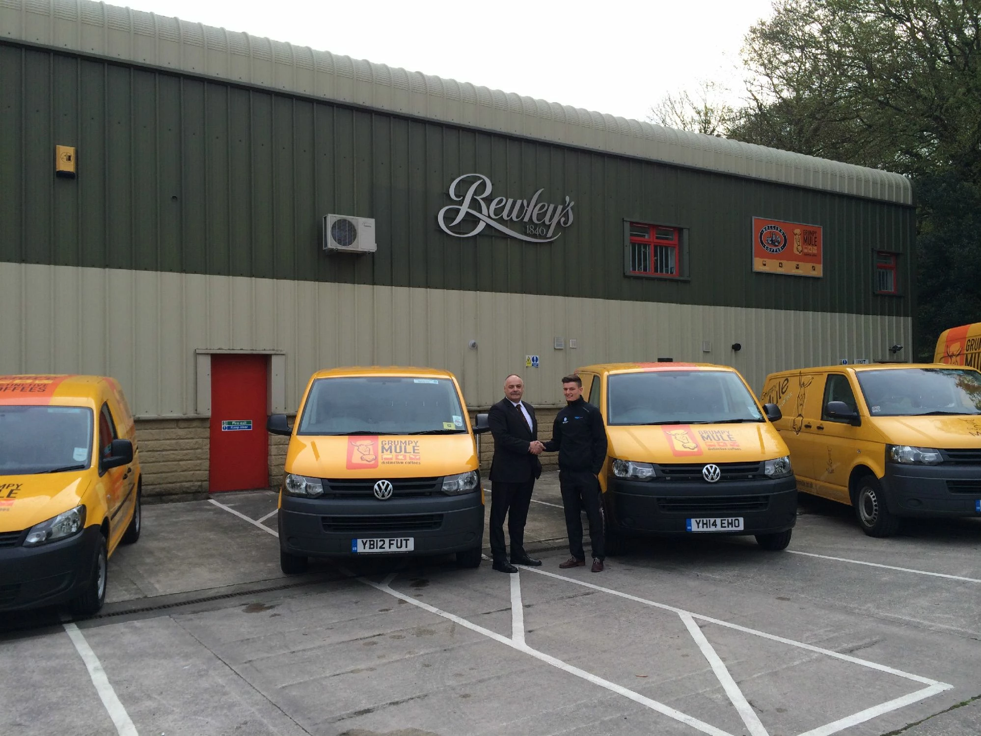l-r, Bob Drake , service manager at Bewley’s Coffee Ltd receiving the Volkswagen fleet from Josh Cay