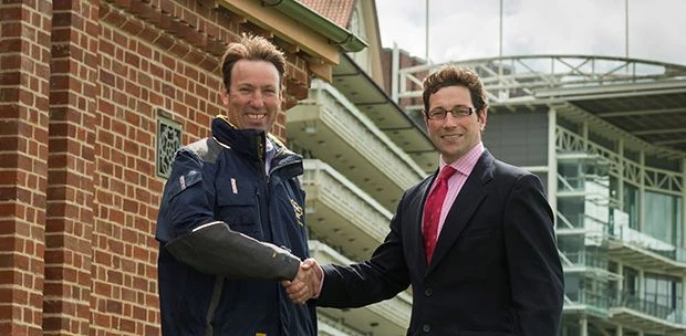 William Derby of York Racecourse and Guy Armitage of York Handmade Brick
