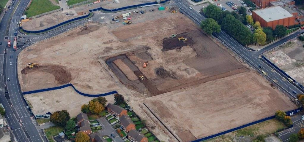 An aerial view of the Great Homer Street development site