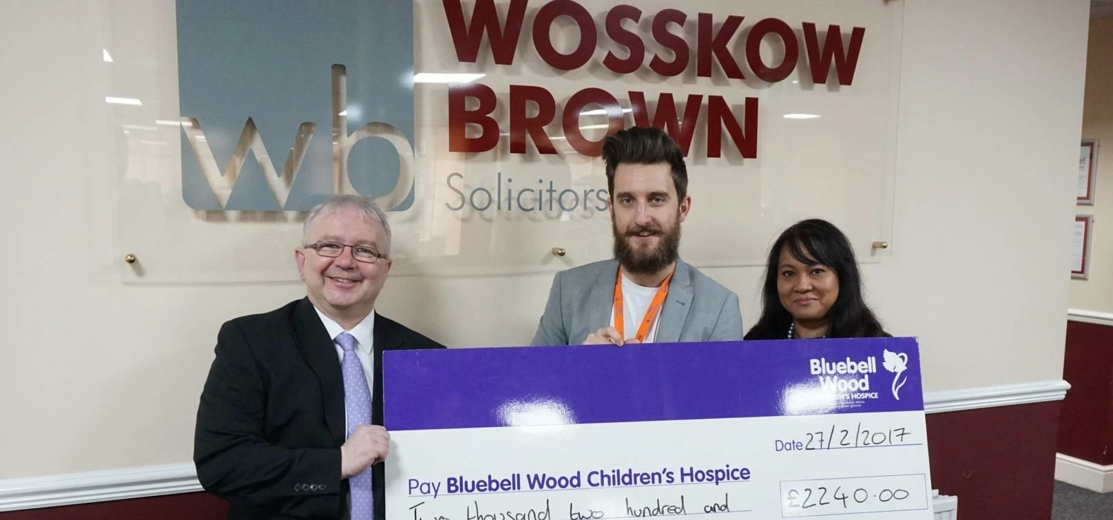 Wosskow Brown managing partner Ian Brown, left with Bluebell Wood’s David Hall and Wosskow Brown’s E