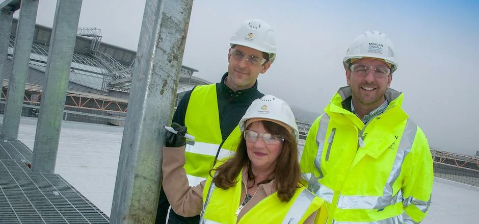 Rob Jewell, Land Securities portfolio director; Councillor Kim Groves; Morgan Sindall senior project