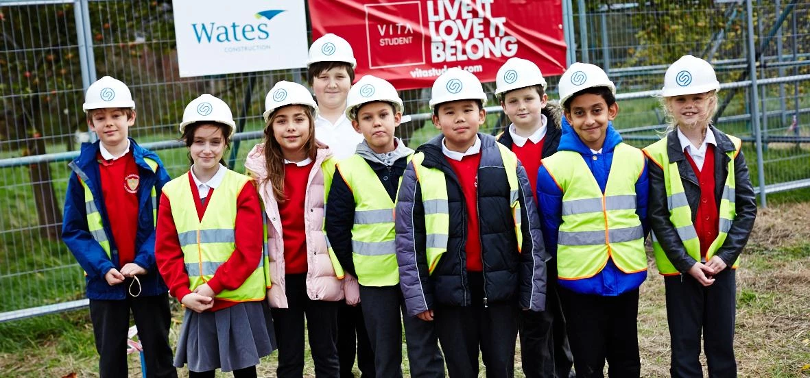 Schoolchildren from St Lawrence’s School in York in the grounds of St Joseph’s convent this week