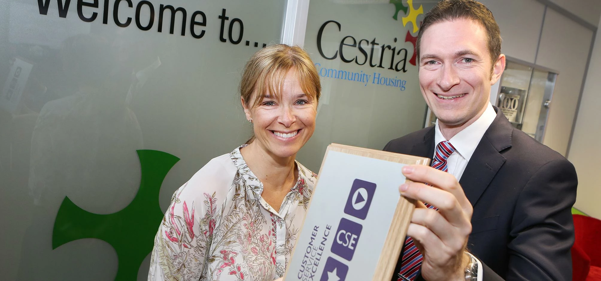 Cestria Managing Director Martin Warhurst and Customer Relationship Manager Lisa Coverdale with Cest