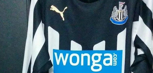 Wonga sponsor on Newcastle United home shirt