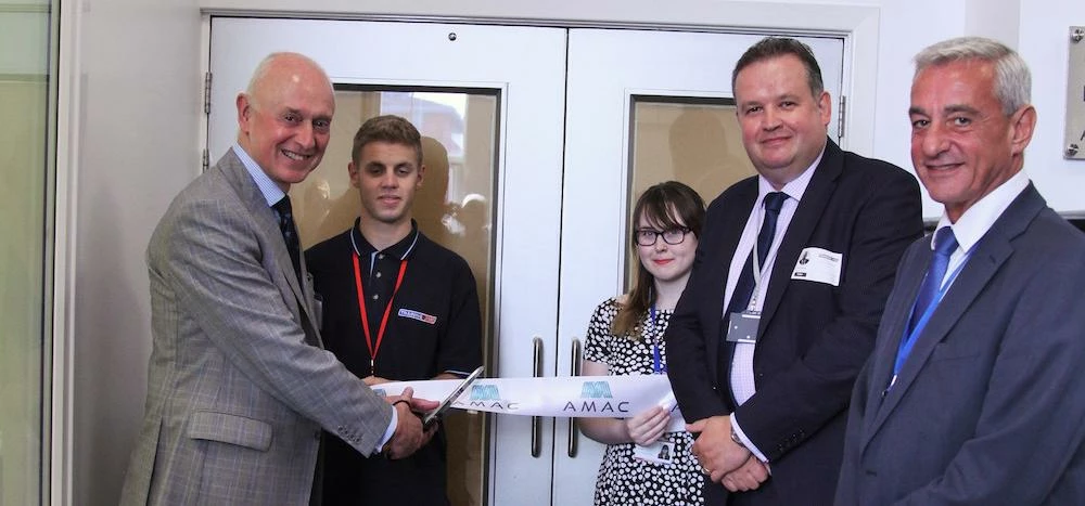 L-R: LEP chairman Edwin Booth, two apprentices, NWAA chief exec David Bailey, and Training 2000's Ne