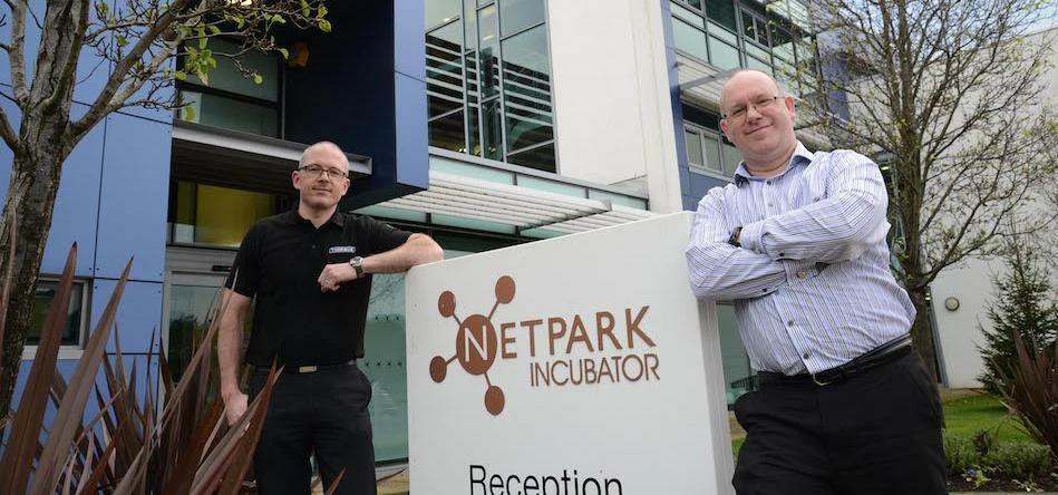 Steve Flowers and Glen Aitchison, Tharsus Systems Manager, at NETPark.