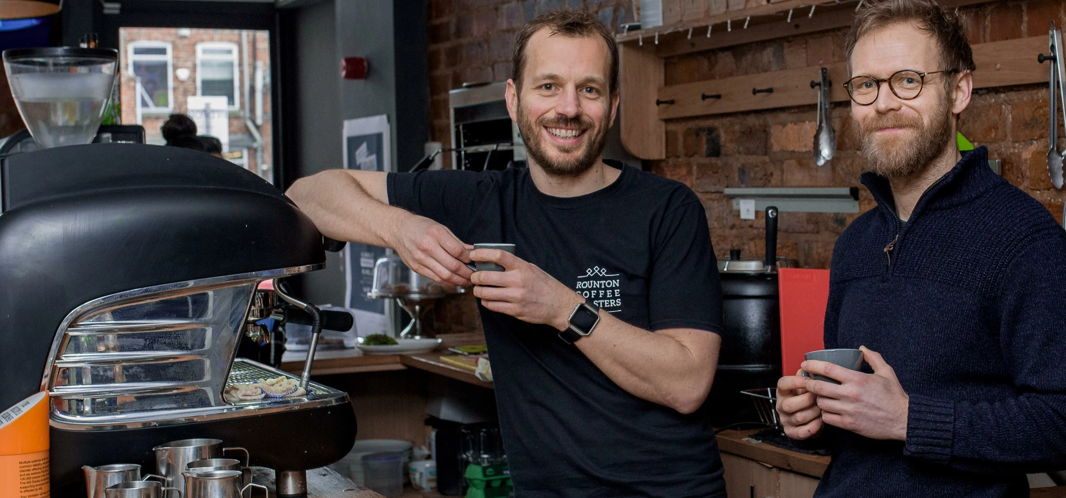  (L-R) Founder of Rounton Coffee and Co-owner of Bedford Street Coffee House, David Beattie and Co-o