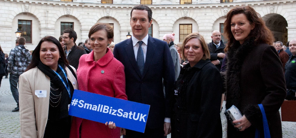 Chancellor of the Exchequer George Osborne with small business owners at last week's Small Business