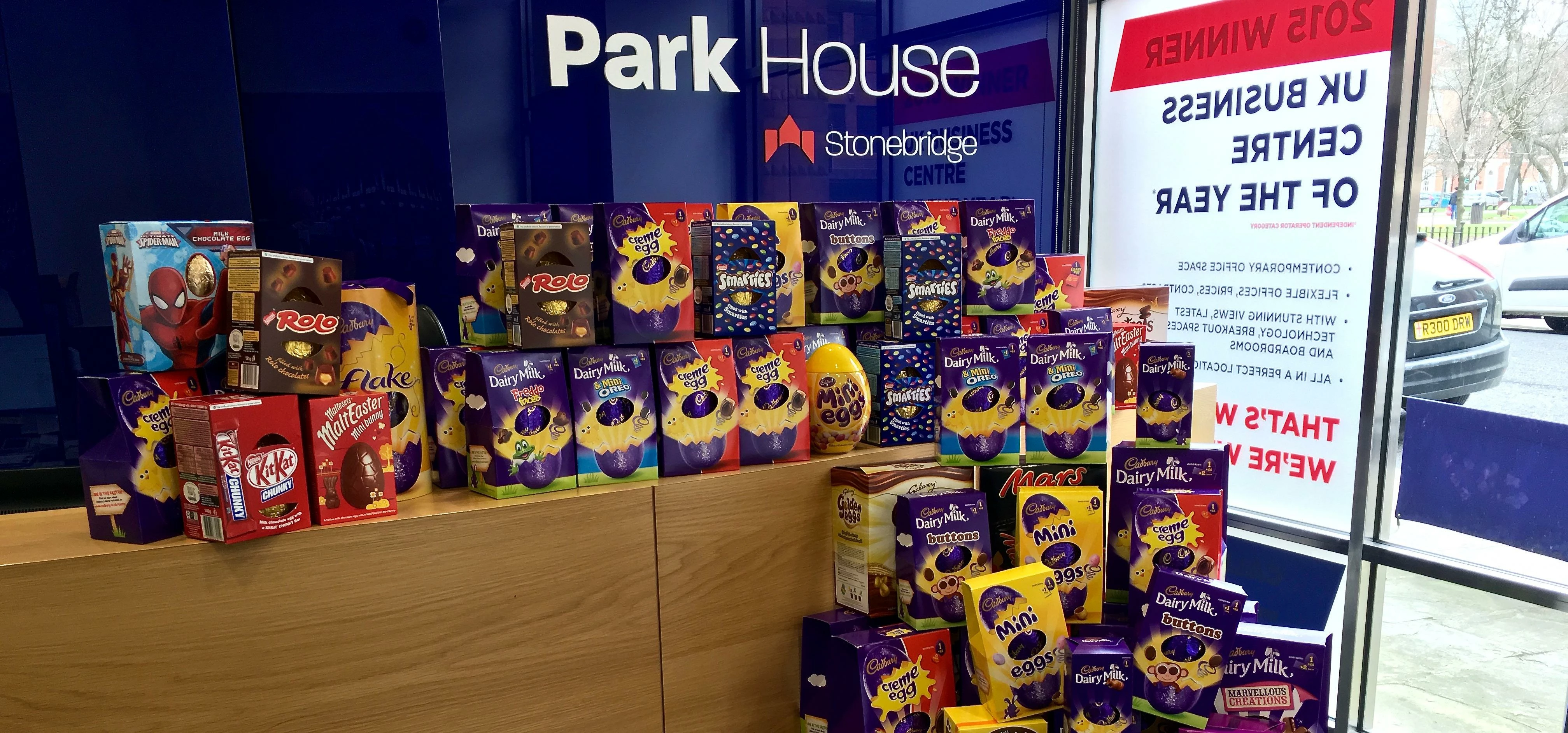 Over 80 Easter eggs have been donated to Leeds Children's Charity by businesses at Stonebridge Offic