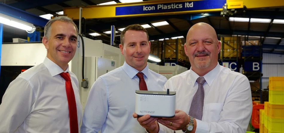 l-r: Phil Walker and Gareth Thomas, of Icon Plastics with Stuart Johnstone, of NetThings