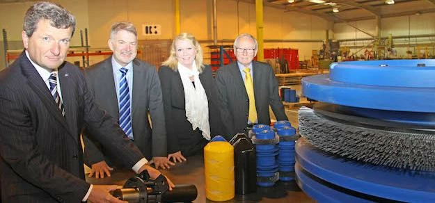 (L-R) Richard Whadcoat, managing director of IK-UK Ltd, with Gary Copeland and Karolyn Scott, of BHP