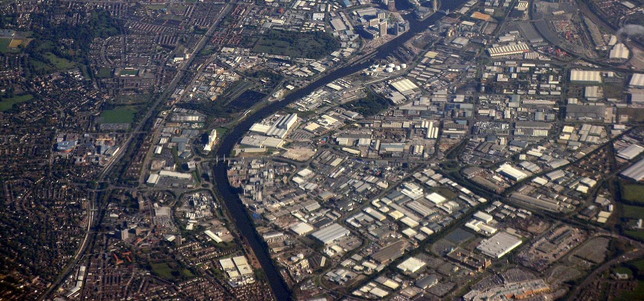 An aerial view of Trafford Park
