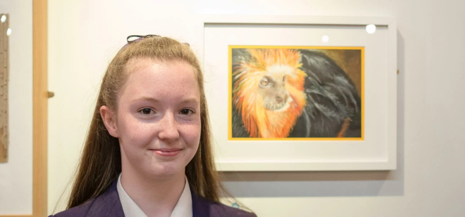 Nyah Boorman, 14, from St Hilda’s Church of England High School alongside her winning acrylic painti