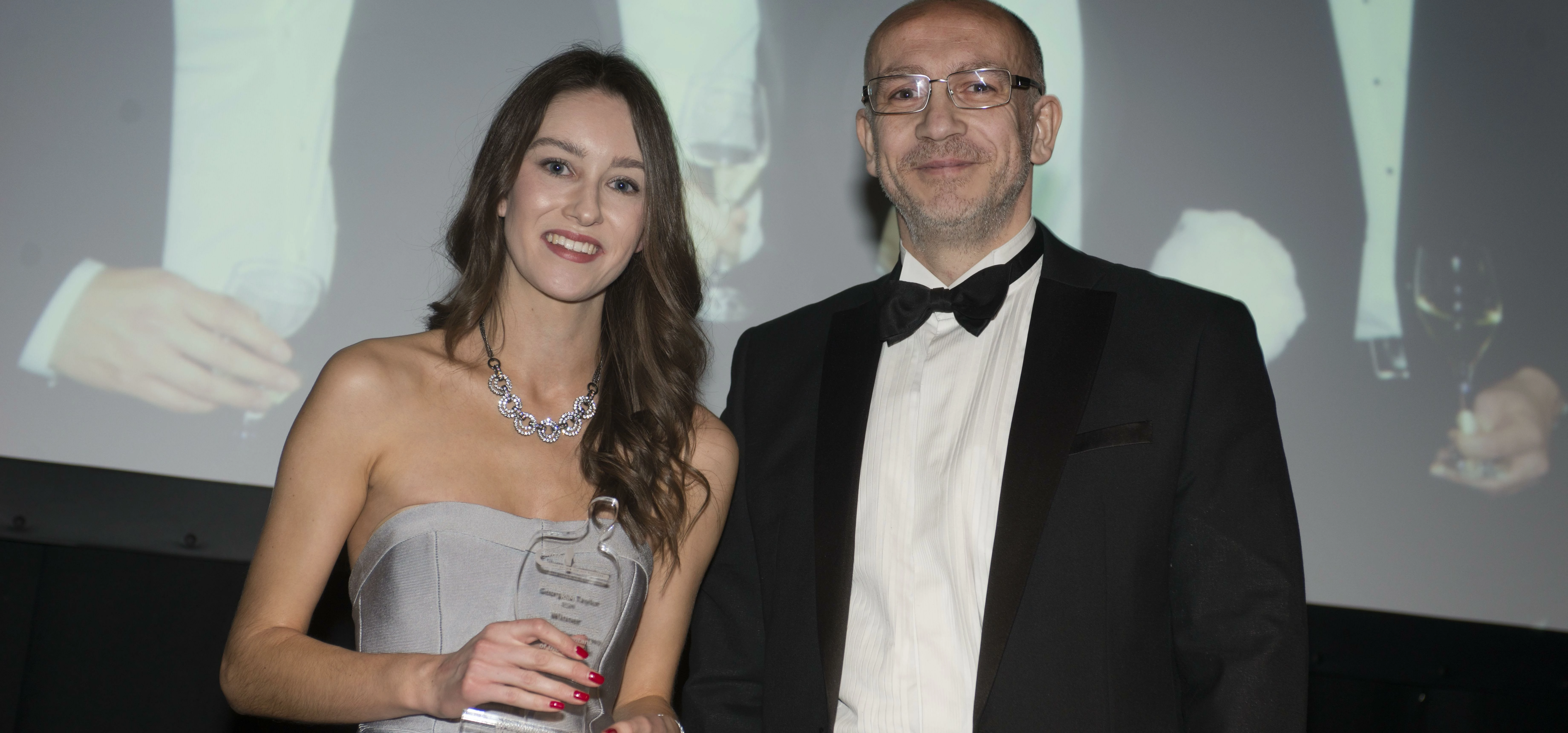 Georgina Taylor from RSM collects the Sharp Consultancy 'Young Accountant of the Year' award