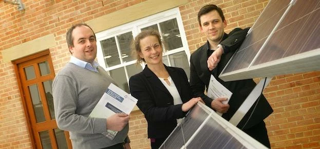 Jane Siddle of NEL flanked by Dan Elgie (left) and Peter Behan of Group Horizon