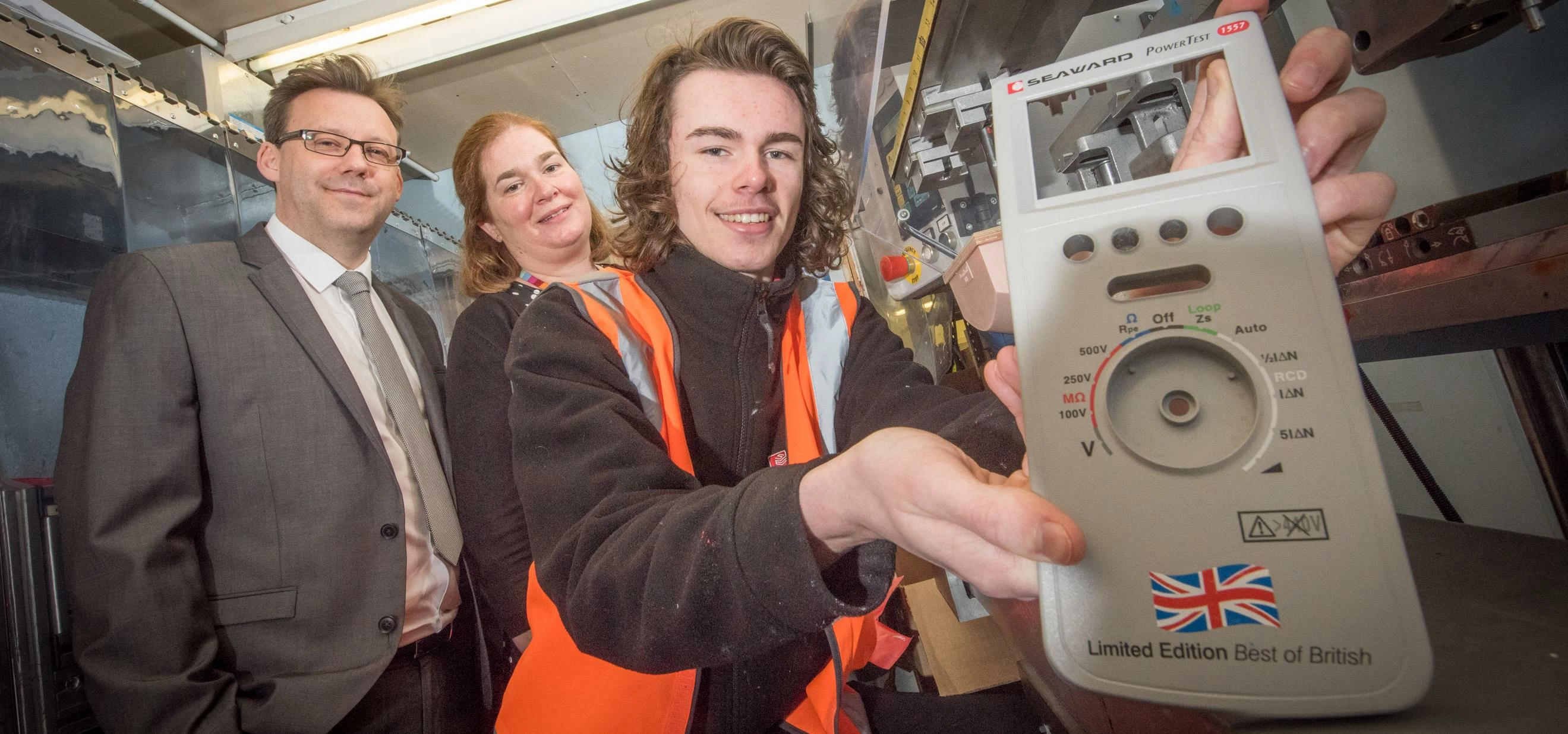 Left to Right: Ian West of Seaward and Sally Hudson of the Apollo Studio Academy with new starter Da