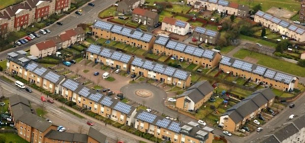Solar panels at Knowes Housing Association, Faifley in Clydebank which was completed by Edison Energ