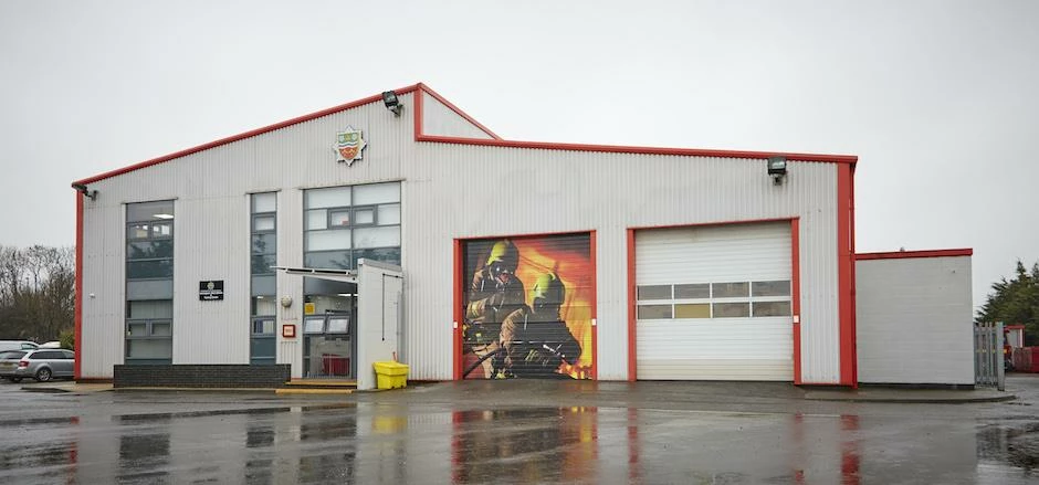  Inside and outside view of the newly fitted out Immingham West Fire Station and Training Centre.