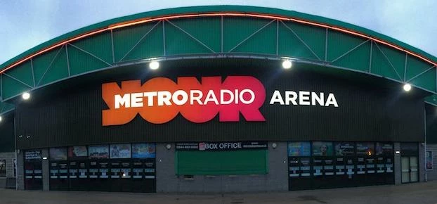 The Metro Radio Arena, now in its 20th year, has turned on the lights of its new sign.
