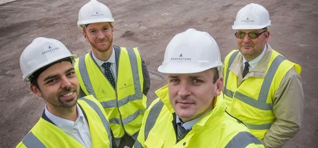 From left: Michael Shipley, Marc Dobson, Rob Wilson and John Angus on site at Adderstone Group’s Ste
