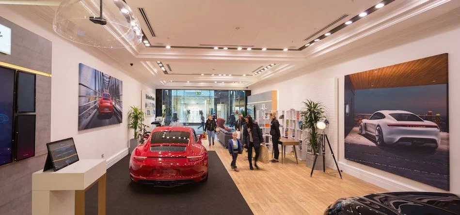 Porsche models on display at Liverpool ONE include the new 911 GTS and the Macan S Diesel SUV