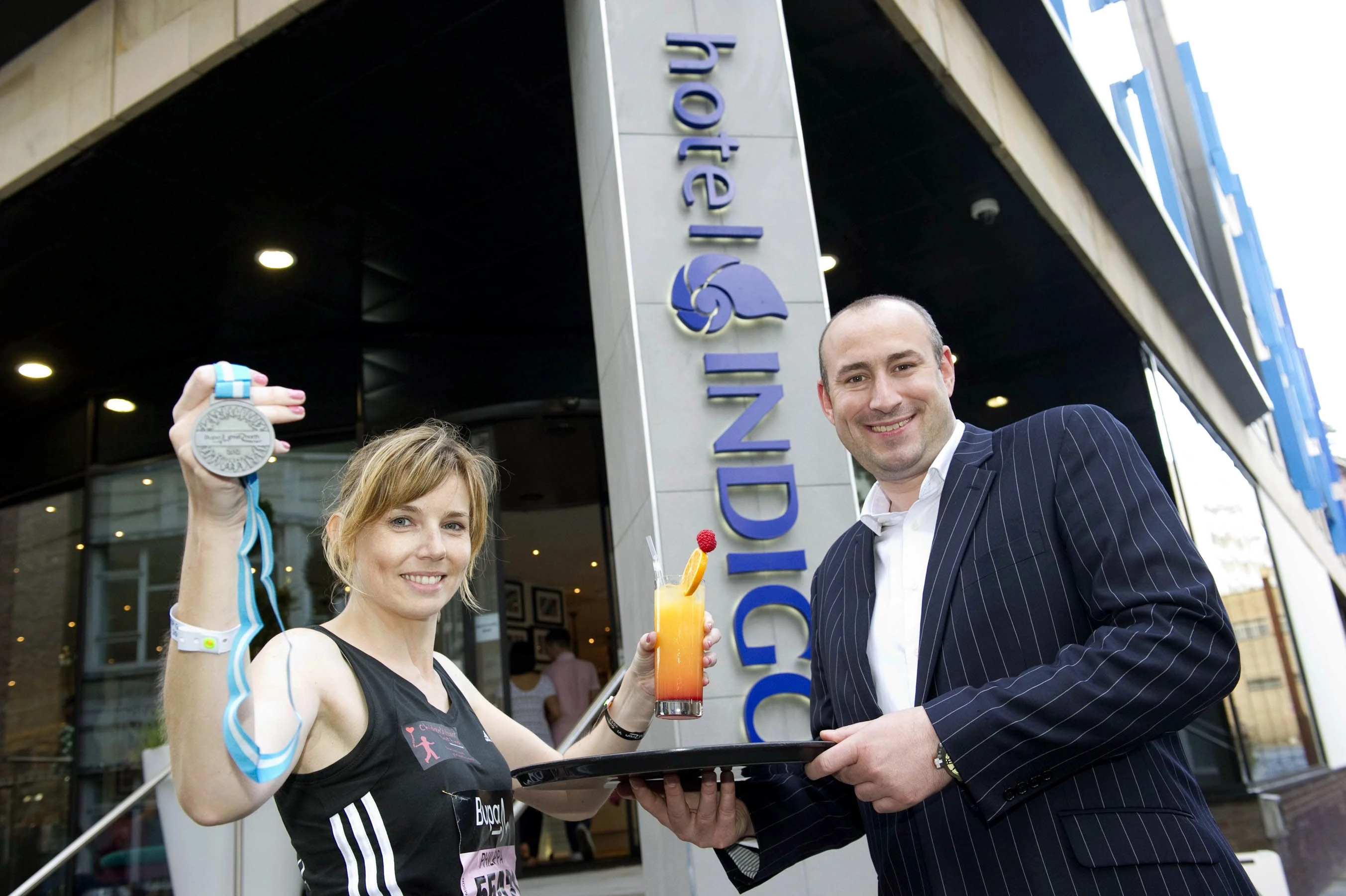 Philipa Thomson and Adam Munday, General Manager of Hotel Indigo Newcastle