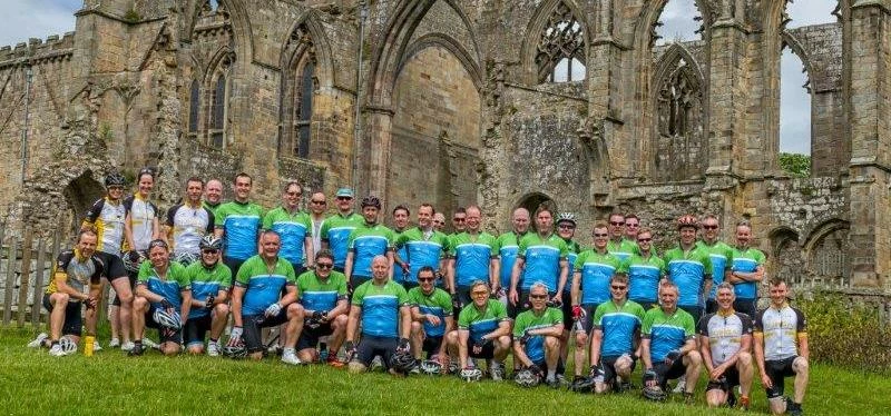 The Baker Tilly riders take a break at Bolton Abbey