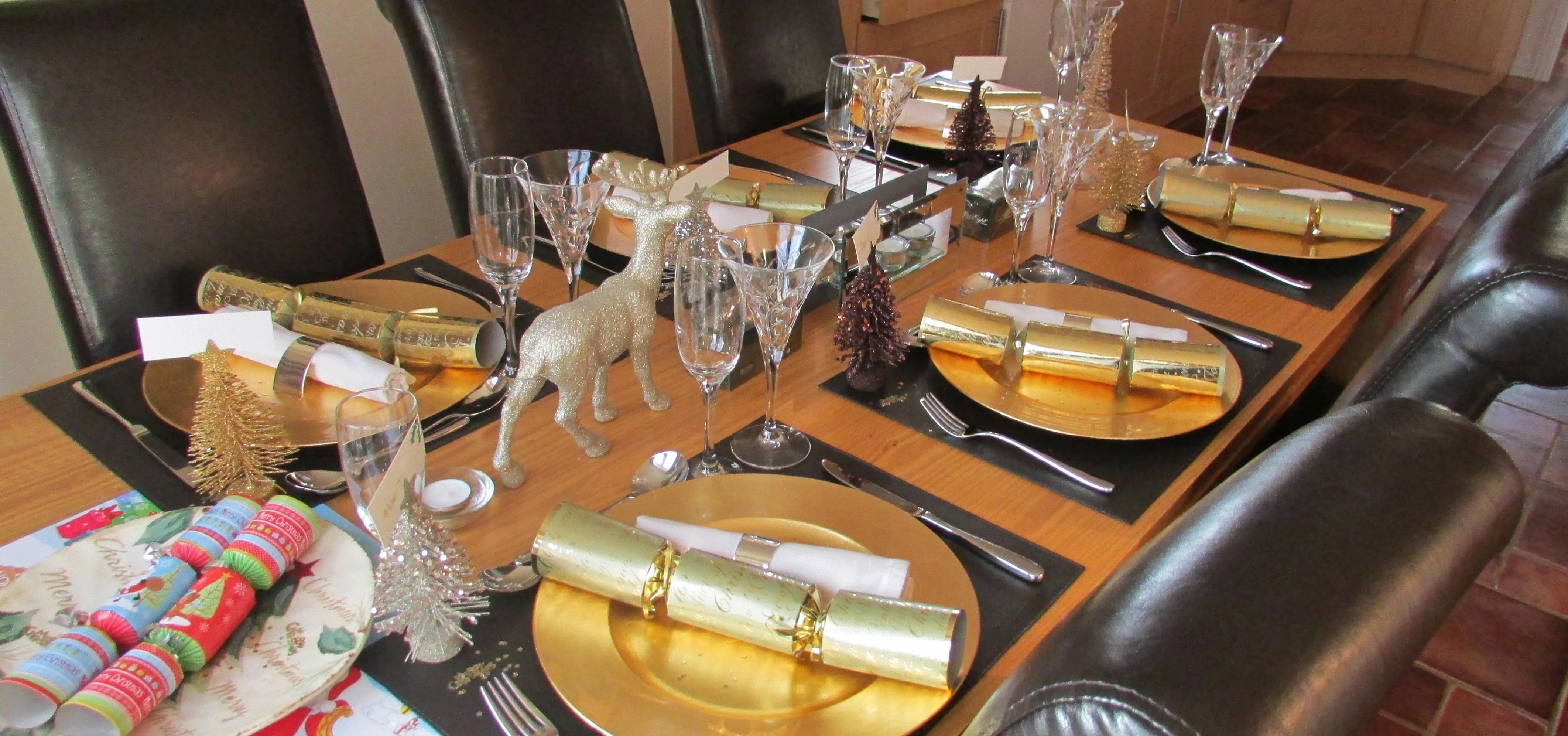 Table set for Christmas dinner
