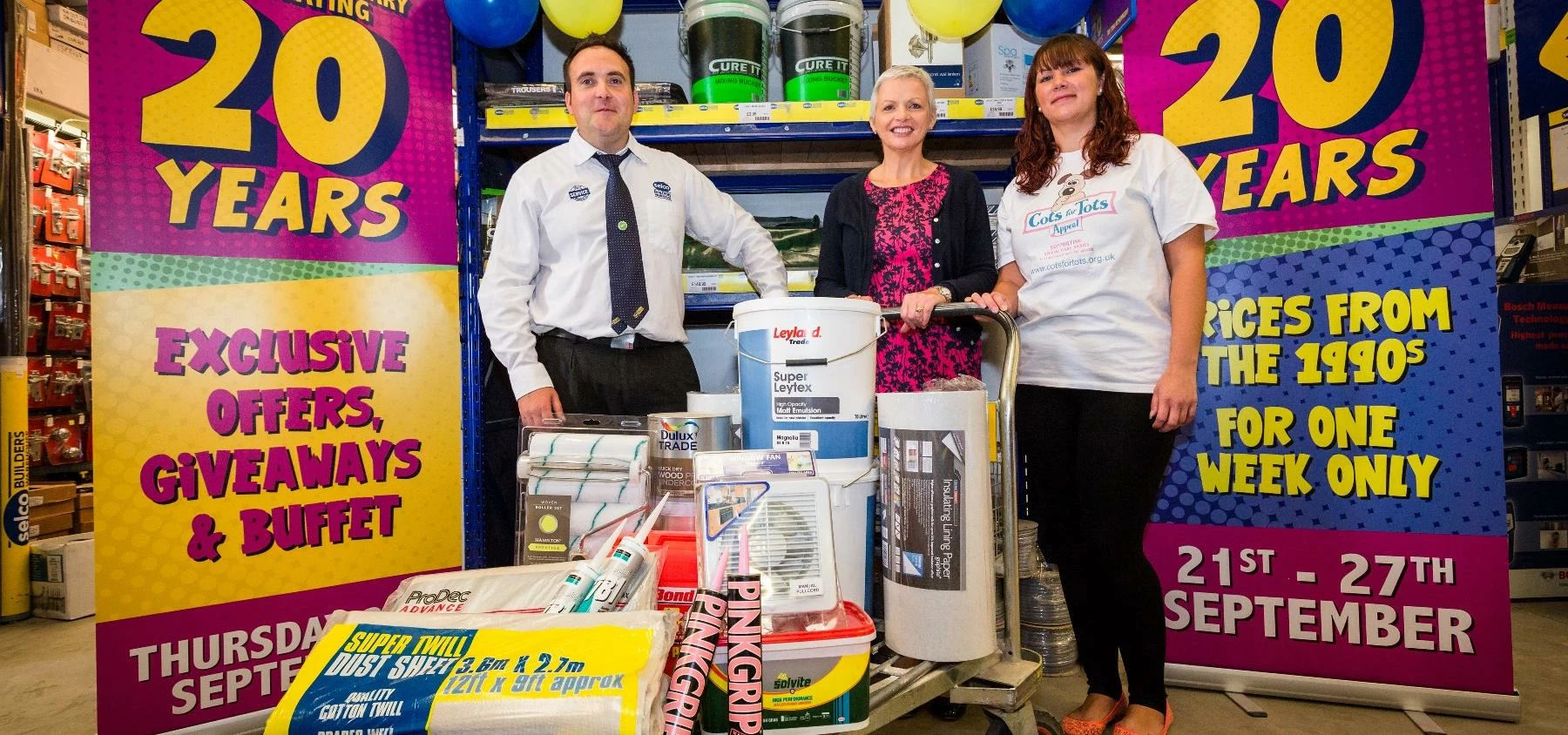 L-R: Selco Bristol branch manager Chris Williams with Anne Clements, house manager, and Faye Baker,