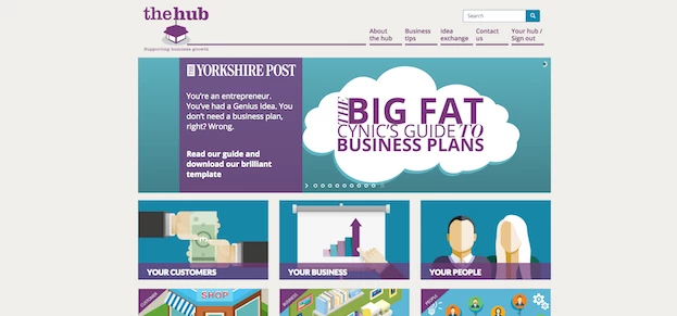 A screenshot of the hub website