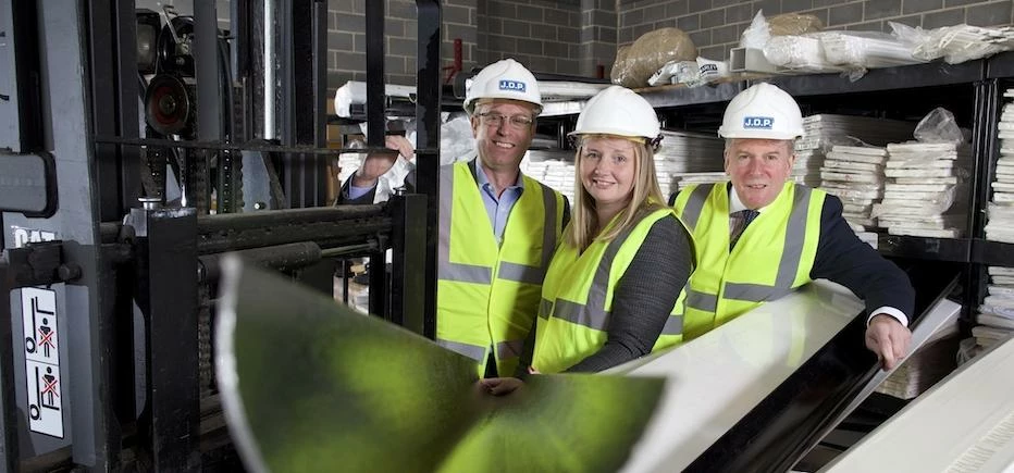 Gordon Jamieson and Sarah Thorpe of UK Steel Enterprise with Chris Hyde, MD of JDP Contracting Servi