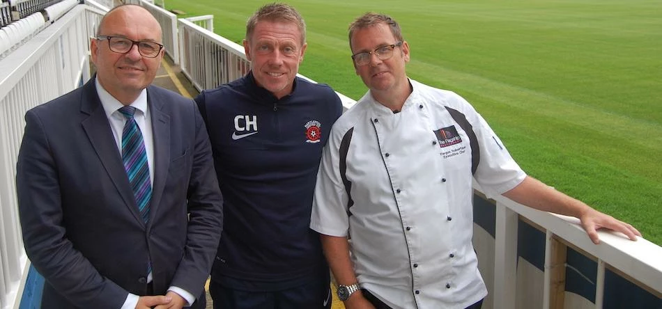 Craig Hignett, manager of Hartlepool United, with Andrew Steel (Vice principal of Hartlepool College
