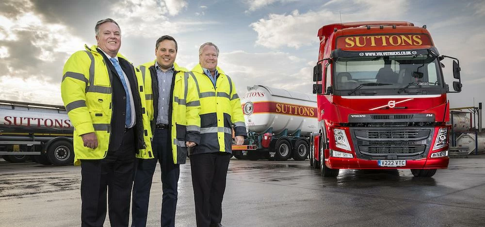 L-R: Volvo's Joe Roddy with Michael Cundy and John Sutton of Suttons Group