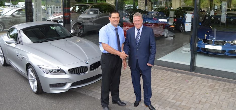 Gary Bingley, Lloyd Motor Group Franchise Director (right) welcomes Phil Stott, Bateman Head of Busi