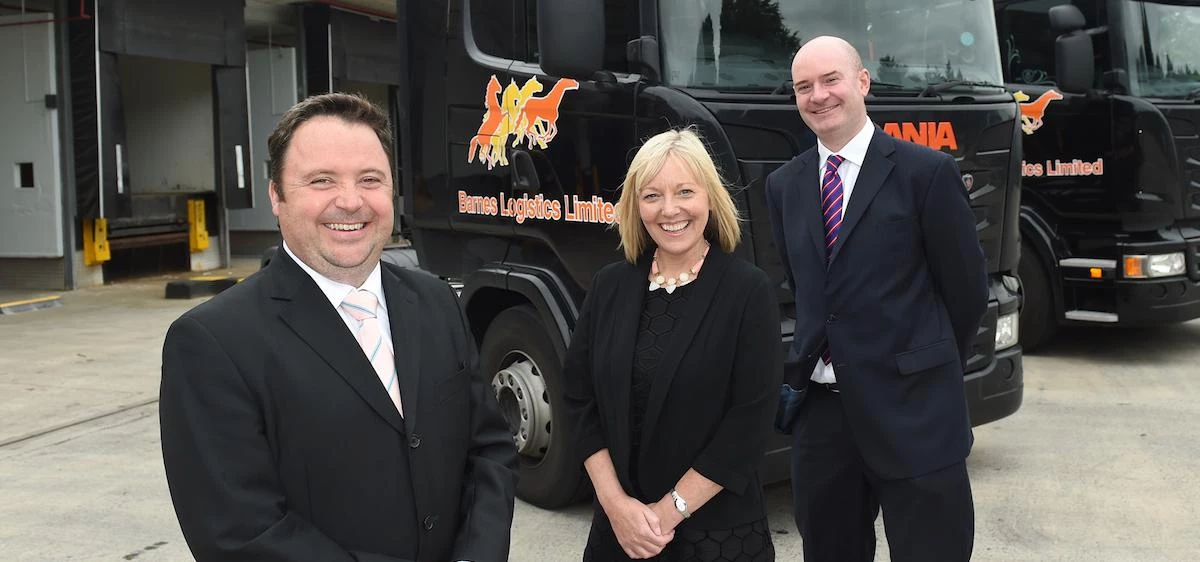 L-R: Helen Miller and Paul Grace of Yorkshire Bank, with Barnes Logistics MD Chris Barnes