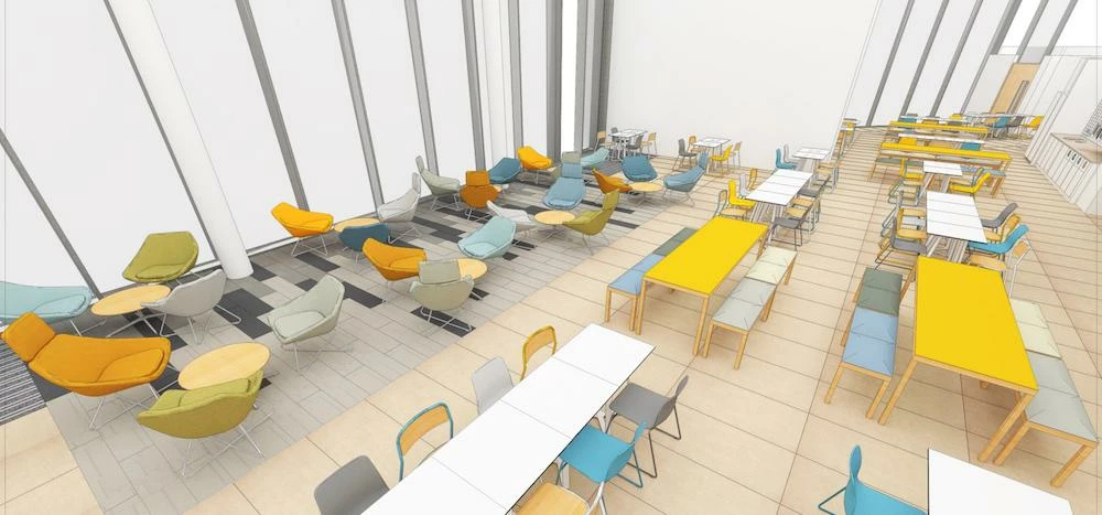 A CGI of Tata's new cafeteria