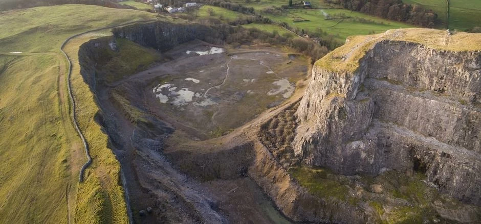The former limestone quarry in the Yorkshire Dales.