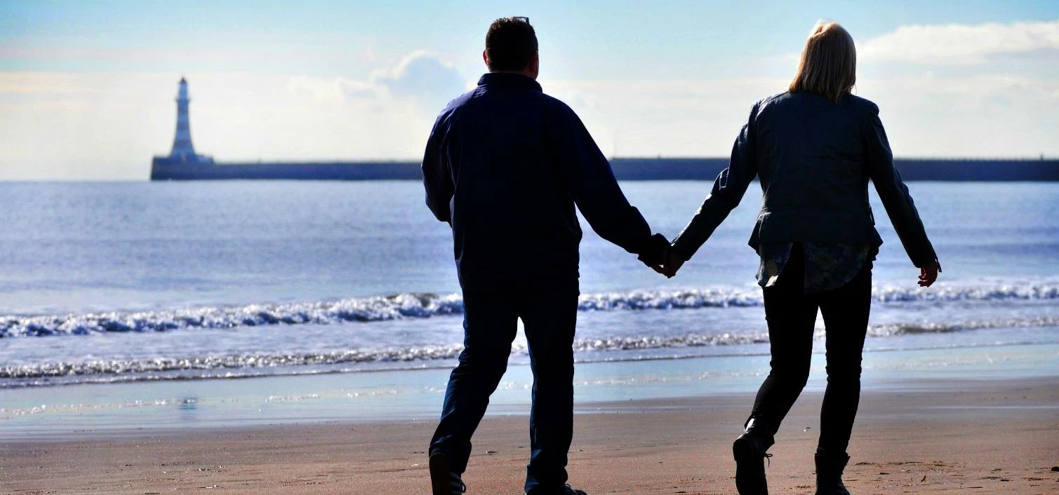Jonathan Connor and his wife Sam on Roker Beach