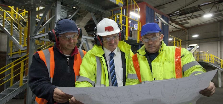  Chris Daniells, Recycling Plant Engineer and Supervisor; Colin Saysell, Logistics Manager; and Dave