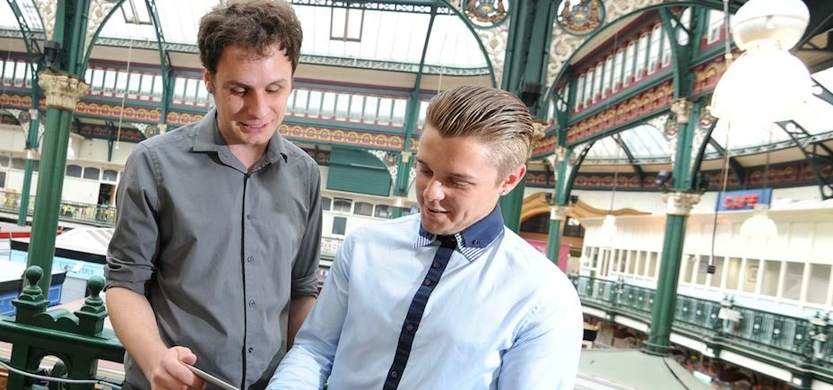 Games Design student, James Fenwick, and BSc (Hons) Computing student, Bradley Dobson.