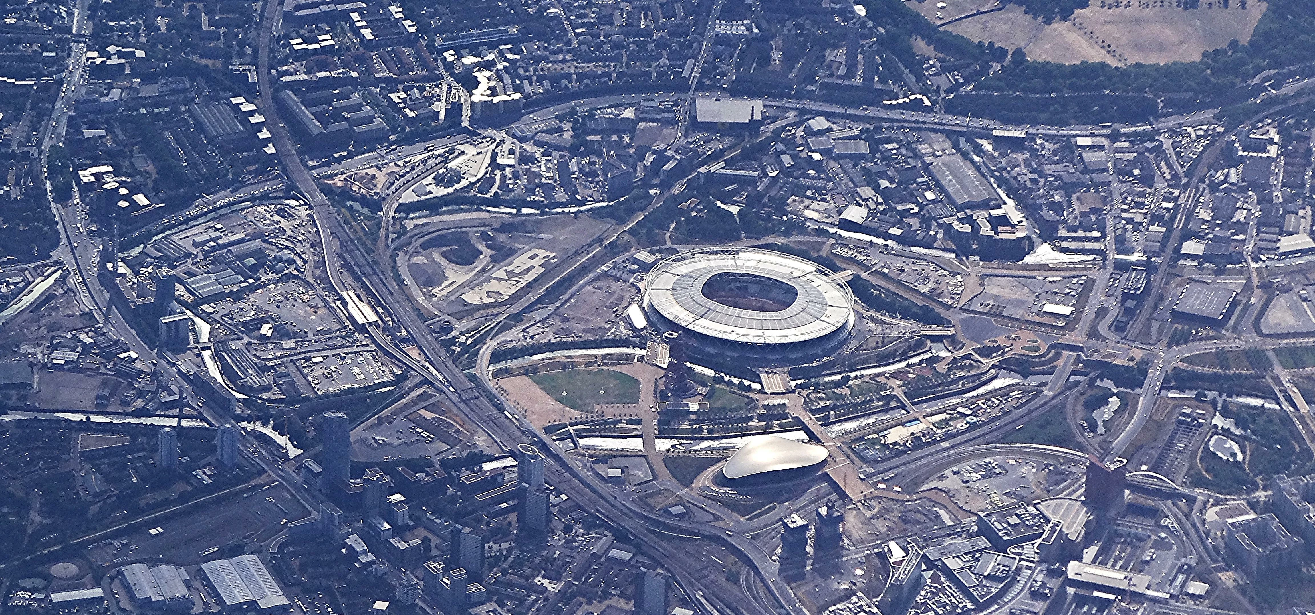The Olympic Stadium, aquatics centre and Westfield Stratford, east London